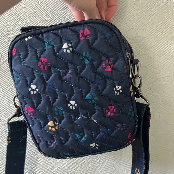 Lug Quilted Crossbody Bag with Multicolor Paw Prints - Picture 2 of 6